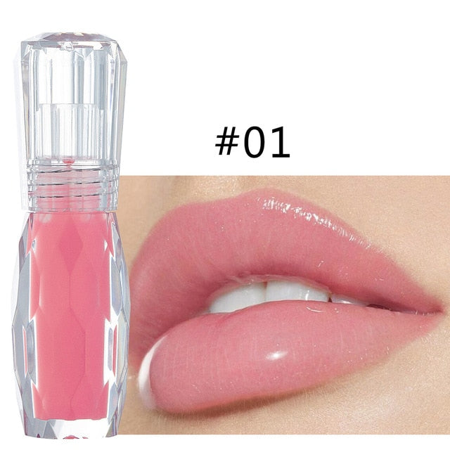 HANDAIYAN Natural Mint Lip Gloss sexy 3D Crystal Jelly Color Lip tint Moisturizing Long Lasting Liquid Lipstick 24 Hours TSLM1