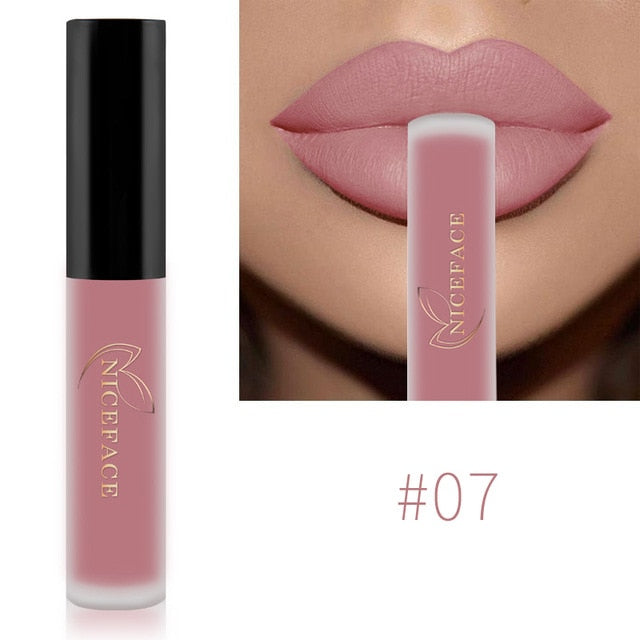 NICEFACE Lip Gloss 34 Colors Nude Matte Liquid Lipstick Mate Waterproof Long Lasting Moisturizing Lipgloss Lip Makeup Cosmetics