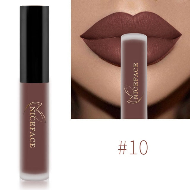 NICEFACE Lip Gloss 34 Colors Nude Matte Liquid Lipstick Mate Waterproof Long Lasting Moisturizing Lipgloss Lip Makeup Cosmetics