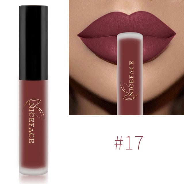 NICEFACE Lip Gloss 34 Colors Nude Matte Liquid Lipstick Mate Waterproof Long Lasting Moisturizing Lipgloss Lip Makeup Cosmetics