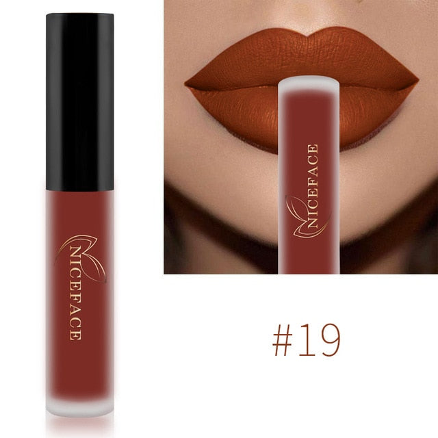 NICEFACE Lip Gloss 34 Colors Nude Matte Liquid Lipstick Mate Waterproof Long Lasting Moisturizing Lipgloss Lip Makeup Cosmetics