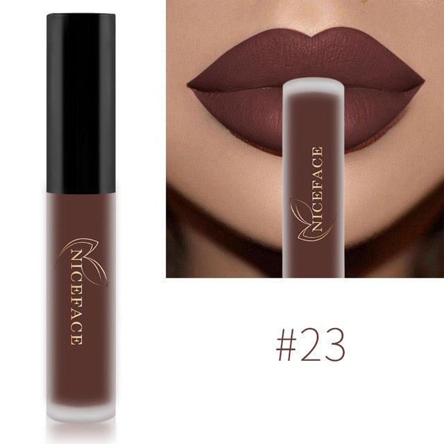 NICEFACE Lip Gloss 34 Colors Nude Matte Liquid Lipstick Mate Waterproof Long Lasting Moisturizing Lipgloss Lip Makeup Cosmetics