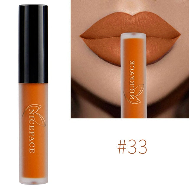 NICEFACE Lip Gloss 34 Colors Nude Matte Liquid Lipstick Mate Waterproof Long Lasting Moisturizing Lipgloss Lip Makeup Cosmetics