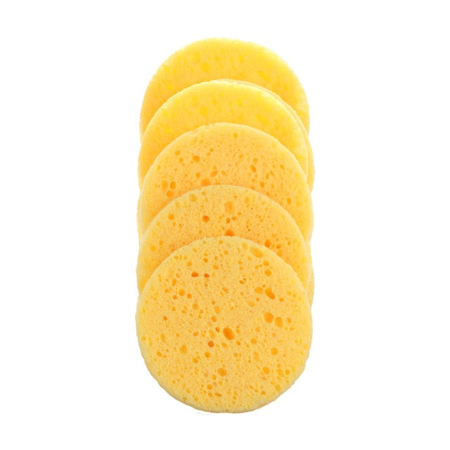 5pcs 6/7/8/9cm Face Round Makeup Remover Tools Natural Wood Pulp Sponge Cellulose Compress Cosmetic Puff Facial Washing Sponge