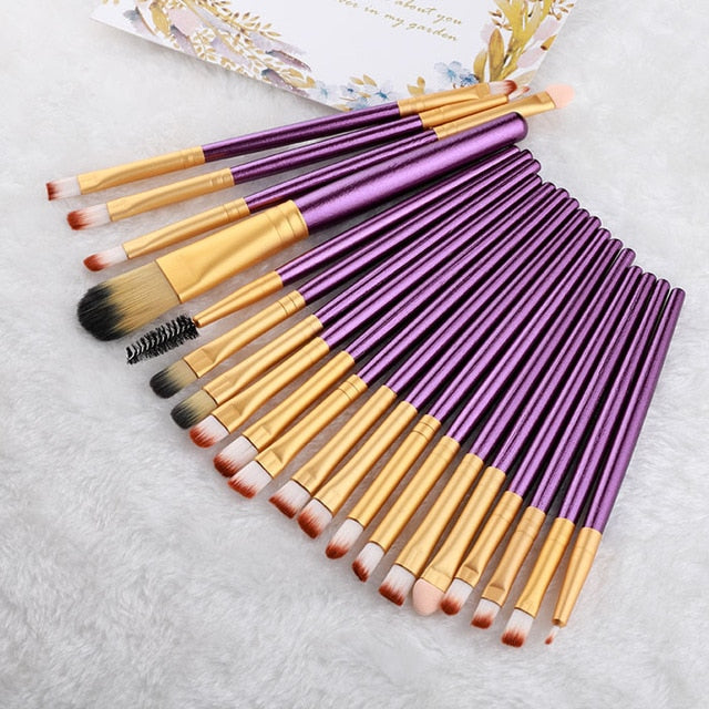 FLD 20 Pieces Makeup Brushes Set Eye Shadow Foundation Powder Eyeliner Eyelash Lip Make Up Brush Cosmetic Beauty Tool Kit