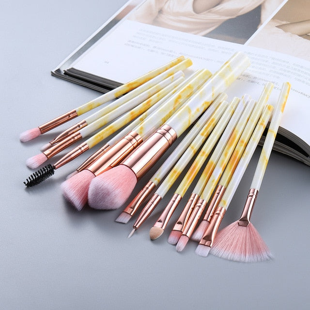 FLD5/15Pcs Makeup Brushes Tool Set Cosmetic Powder Eye Shadow Foundation Blush Blending Beauty Make Up Brush Maquiagem