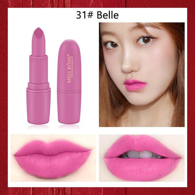 Miss Rose matte lipstick sexy red dark vampire Jujube red lipstick waterpoof long lasting 7 colors 3.8 brown lipstick MS058