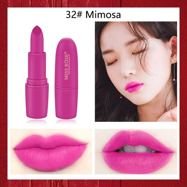 Miss Rose matte lipstick sexy red dark vampire Jujube red lipstick waterpoof long lasting 7 colors 3.8 brown lipstick MS058