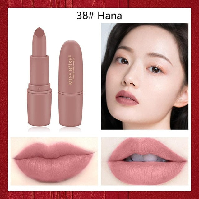 Miss Rose matte lipstick sexy red dark vampire Jujube red lipstick waterpoof long lasting 7 colors 3.8 brown lipstick MS058