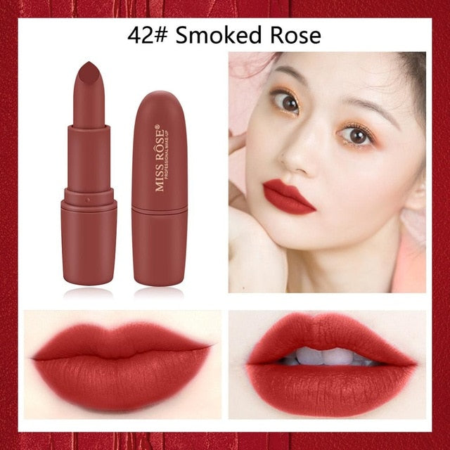 Miss Rose matte lipstick sexy red dark vampire Jujube red lipstick waterpoof long lasting 7 colors 3.8 brown lipstick MS058