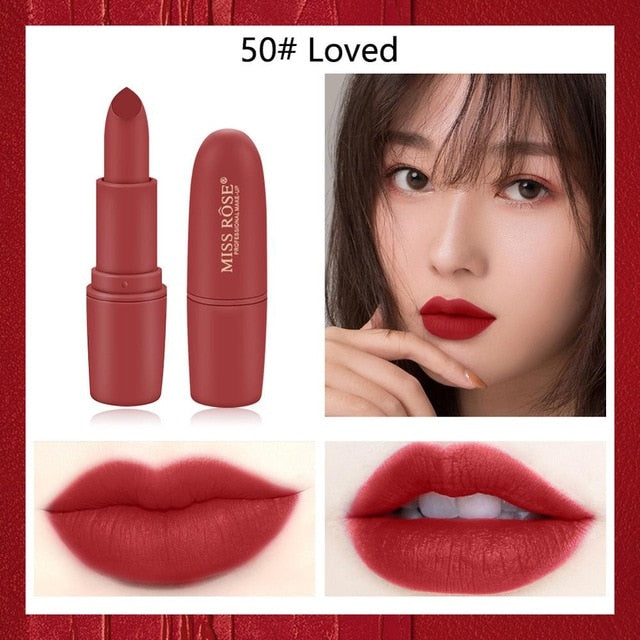 Miss Rose matte lipstick sexy red dark vampire Jujube red lipstick waterpoof long lasting 7 colors 3.8 brown lipstick MS058