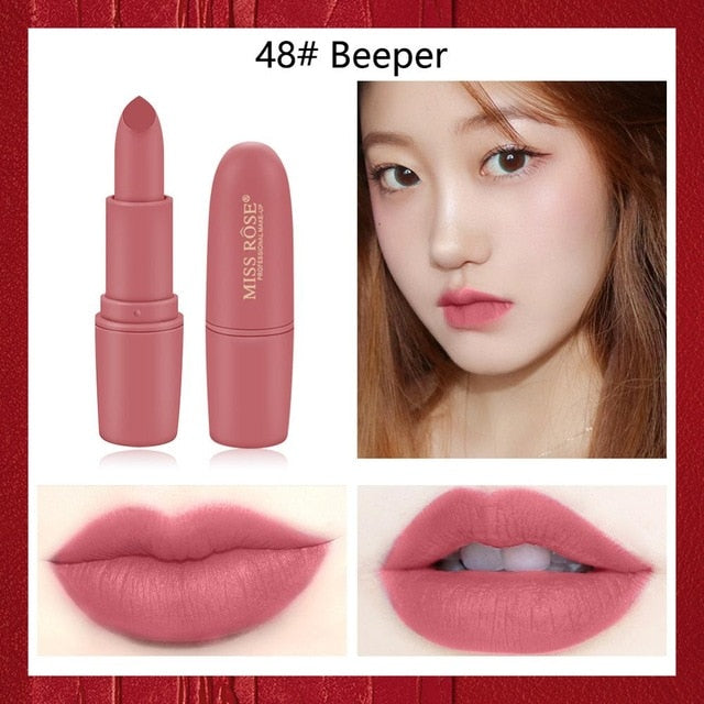 Miss Rose matte lipstick sexy red dark vampire Jujube red lipstick waterpoof long lasting 7 colors 3.8 brown lipstick MS058