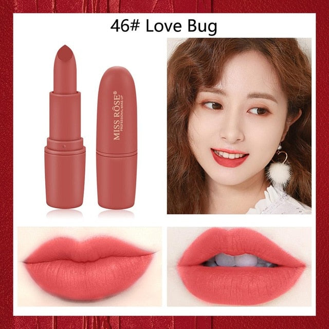 Miss Rose matte lipstick sexy red dark vampire Jujube red lipstick waterpoof long lasting 7 colors 3.8 brown lipstick MS058