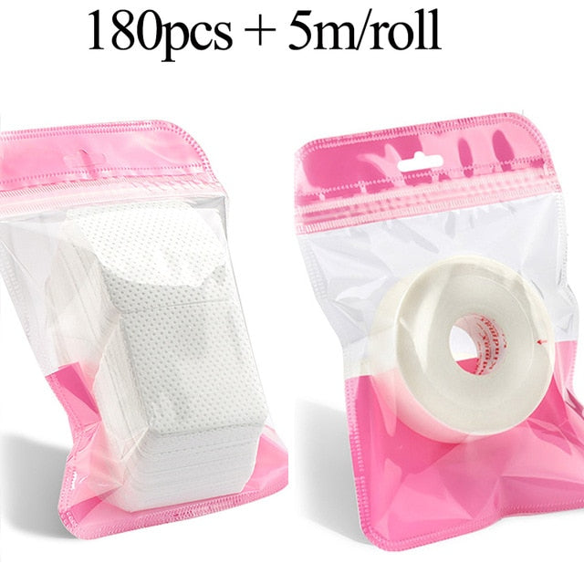 180pcs Lint-Free Paper Cotton Wipes Eyelash Glue Remover wipe the mouth of the glue bottle prevent clogging glue Cleaner Pads