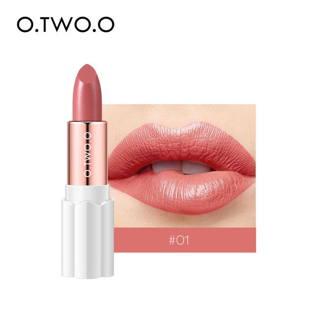 O.TWO.O Semi Velvet Lipstick Nude Rich Color Waterproof Moisturizing Long Lasting Lightweight Lips Makuep 12 Colors