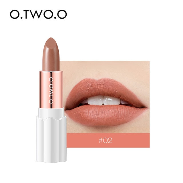 O.TWO.O Semi Velvet Lipstick Nude Rich Color Waterproof Moisturizing Long Lasting Lightweight Lips Makuep 12 Colors