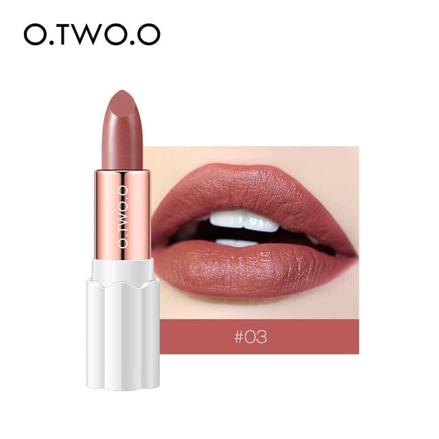 O.TWO.O Semi Velvet Lipstick Nude Rich Color Waterproof Moisturizing Long Lasting Lightweight Lips Makuep 12 Colors