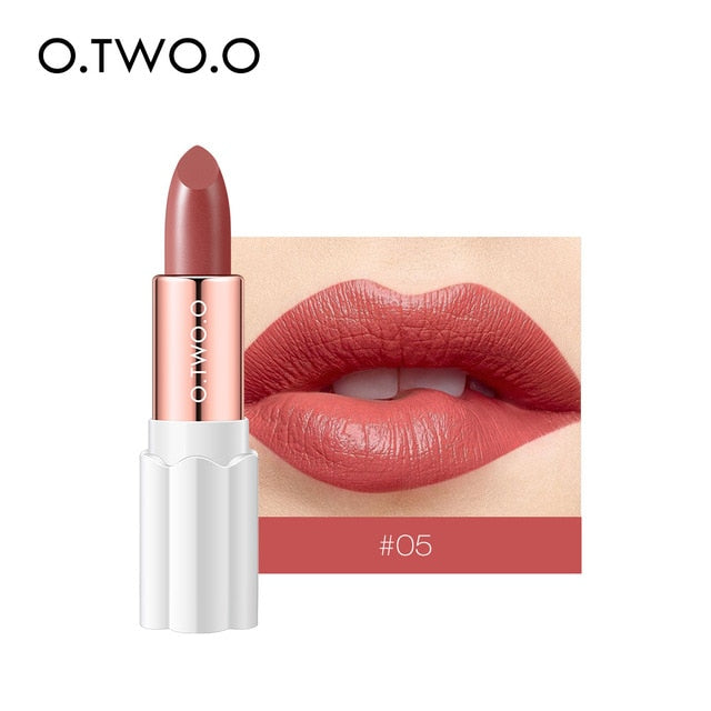 O.TWO.O Semi Velvet Lipstick Nude Rich Color Waterproof Moisturizing Long Lasting Lightweight Lips Makuep 12 Colors