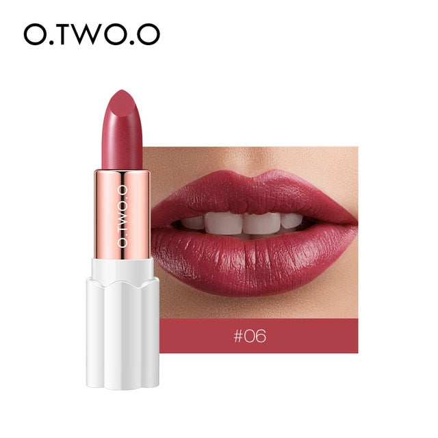 O.TWO.O Semi Velvet Lipstick Nude Rich Color Waterproof Moisturizing Long Lasting Lightweight Lips Makuep 12 Colors