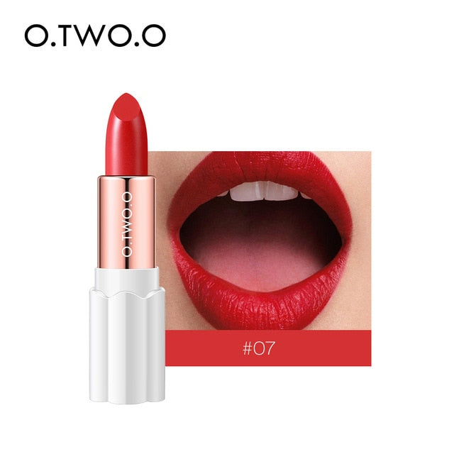 O.TWO.O Semi Velvet Lipstick Nude Rich Color Waterproof Moisturizing Long Lasting Lightweight Lips Makuep 12 Colors