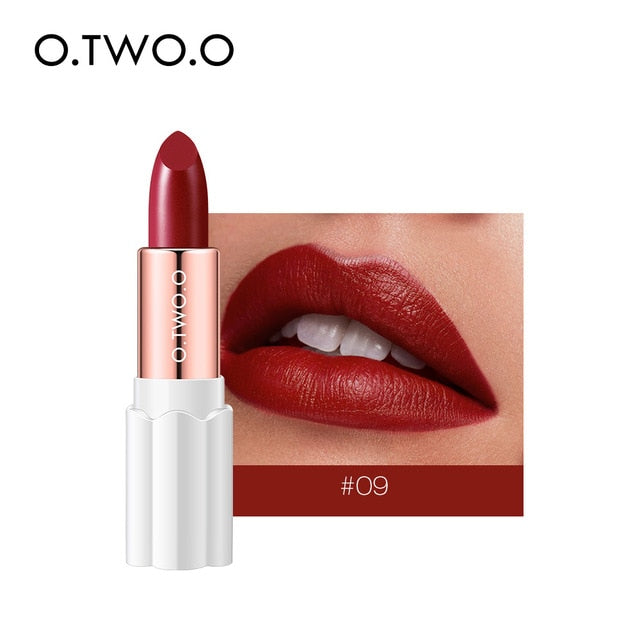 O.TWO.O Semi Velvet Lipstick Nude Rich Color Waterproof Moisturizing Long Lasting Lightweight Lips Makuep 12 Colors