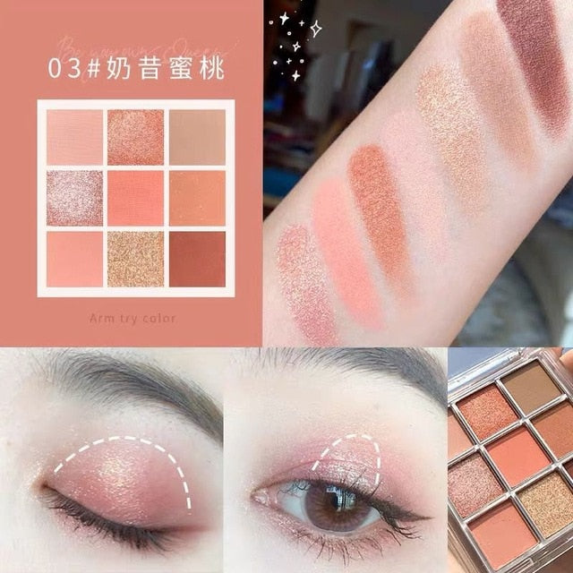 New Arrival Charming Eyeshadow Palette 9 Color Make up Palette Matte Shimmer Pigmented Eye Shadow Powder Beauty Miss Lara