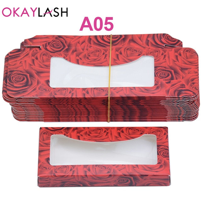 OKAYLASH Newes 50/100pcs Carton Paper Packing Box  for 25mm long EyeLash Wholesale Bulk Cheap Pretty Lashes Storage Packaging