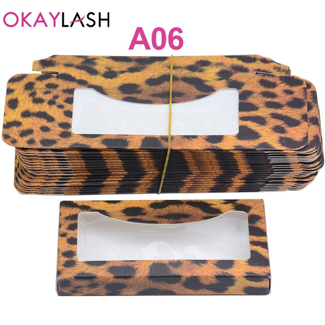 OKAYLASH Newes 50/100pcs Carton Paper Packing Box  for 25mm long EyeLash Wholesale Bulk Cheap Pretty Lashes Storage Packaging