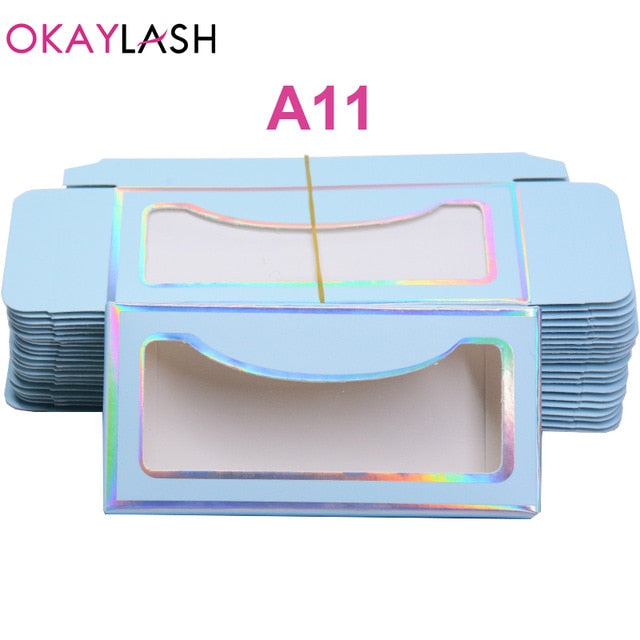 OKAYLASH Newes 50/100pcs Carton Paper Packing Box  for 25mm long EyeLash Wholesale Bulk Cheap Pretty Lashes Storage Packaging