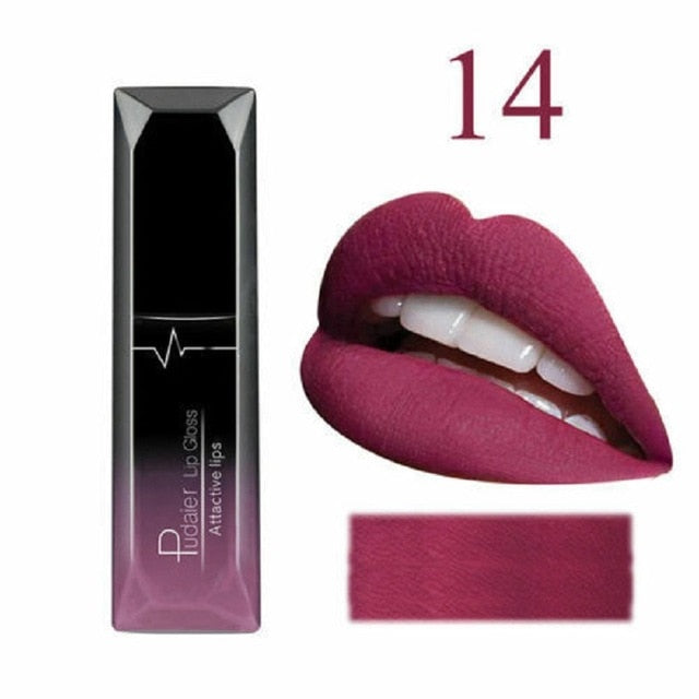 2019 Hot Waterproof Liquid Lip Gloss Metallic Matte Lipstick Cosmetic Sexy Batom Mate Lip Tint Makeup Lasting 24Hours Mate Levre