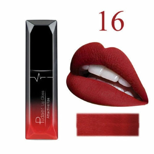 2019 Hot Waterproof Liquid Lip Gloss Metallic Matte Lipstick Cosmetic Sexy Batom Mate Lip Tint Makeup Lasting 24Hours Mate Levre