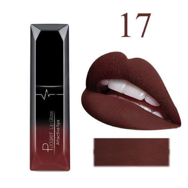 2019 Hot Waterproof Liquid Lip Gloss Metallic Matte Lipstick Cosmetic Sexy Batom Mate Lip Tint Makeup Lasting 24Hours Mate Levre