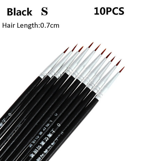 10Pcs Makeup Drawing Pen Brush Fine Hand Painted Thin Hook Line Pen Nylon Brush Acrylic Painting Pen Art Supplies 2020 DROPSHIP