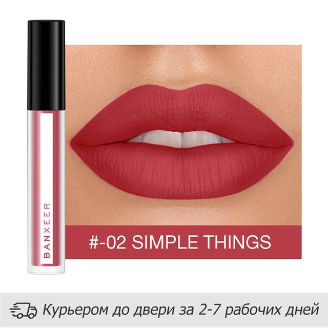 BANXEER Lipgloss Matte 8 Colors Lip Gloss Velvety Lipstick Liquid Matte Waterproof Lip Tint Full & rich Sexy Lip Makeup Cosmetic