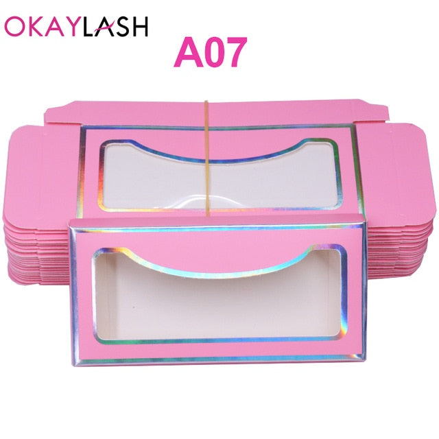 OKAYLASH Newes 50/100pcs Carton Paper Packing Box  for 25mm long EyeLash Wholesale Bulk Cheap Pretty Lashes Storage Packaging