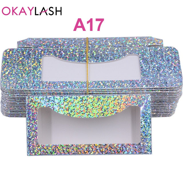 OKAYLASH Newes 50/100pcs Carton Paper Packing Box  for 25mm long EyeLash Wholesale Bulk Cheap Pretty Lashes Storage Packaging