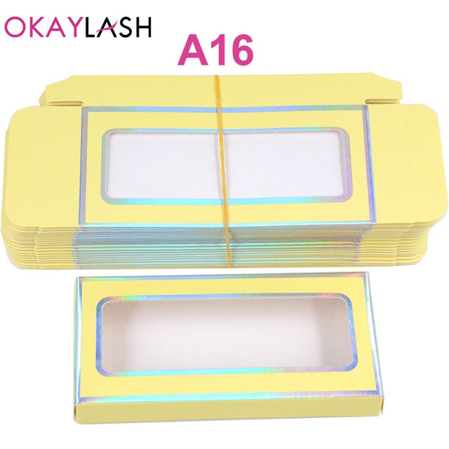 OKAYLASH Newes 50/100pcs Carton Paper Packing Box  for 25mm long EyeLash Wholesale Bulk Cheap Pretty Lashes Storage Packaging