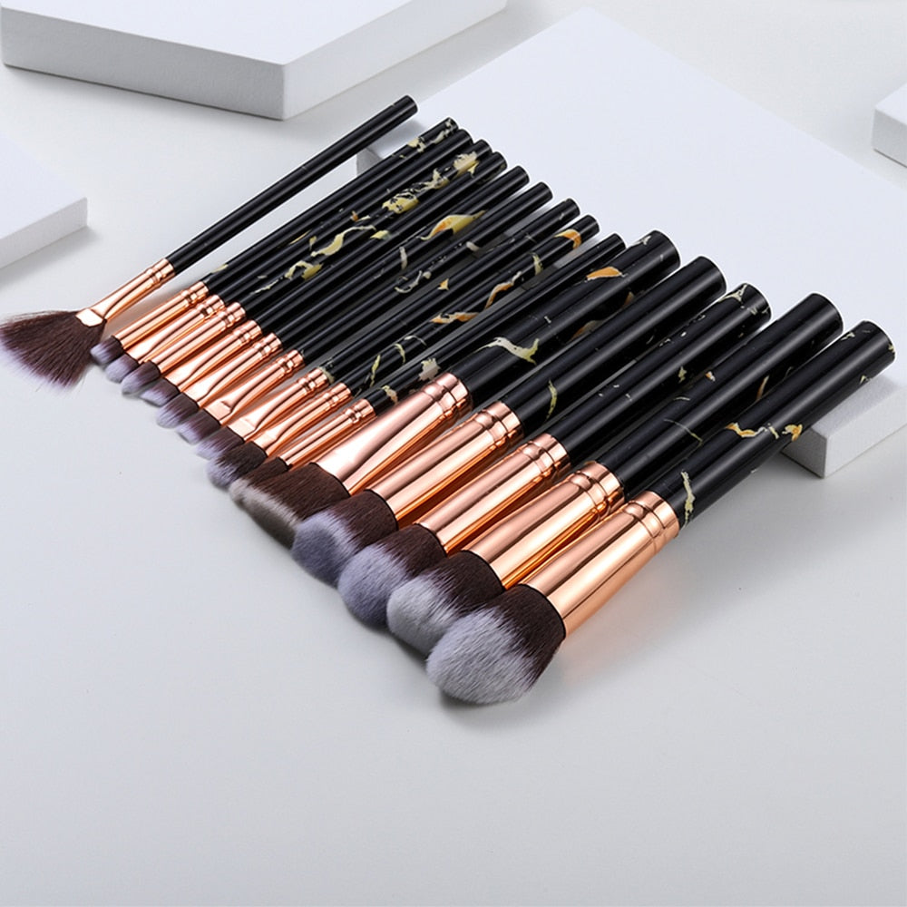 5/8/10/15pcs Marble Makeup Brushes Set Eye Shadow Foundation Powder Edge Control Brush Make Up Brush Maquiagem Cosmetic Beauty