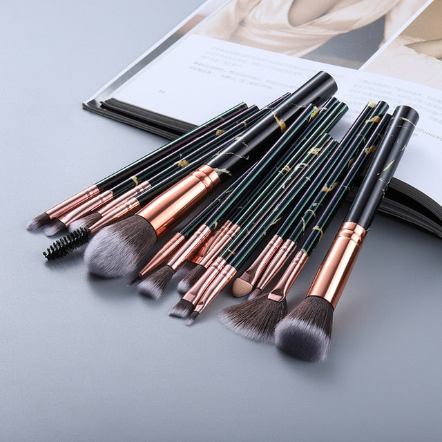 5/8/10/15pcs Marble Makeup Brushes Set Eye Shadow Foundation Powder Edge Control Brush Make Up Brush Maquiagem Cosmetic Beauty