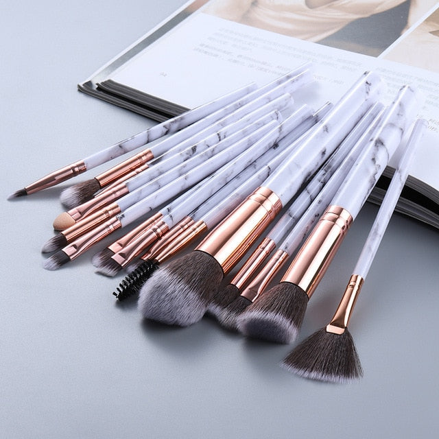 5/8/10/15pcs Marble Makeup Brushes Set Eye Shadow Foundation Powder Edge Control Brush Make Up Brush Maquiagem Cosmetic Beauty