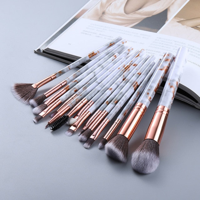 5/8/10/15pcs Marble Makeup Brushes Set Eye Shadow Foundation Powder Edge Control Brush Make Up Brush Maquiagem Cosmetic Beauty