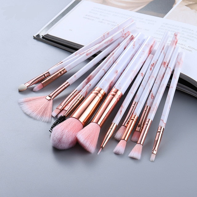 5/8/10/15pcs Marble Makeup Brushes Set Eye Shadow Foundation Powder Edge Control Brush Make Up Brush Maquiagem Cosmetic Beauty