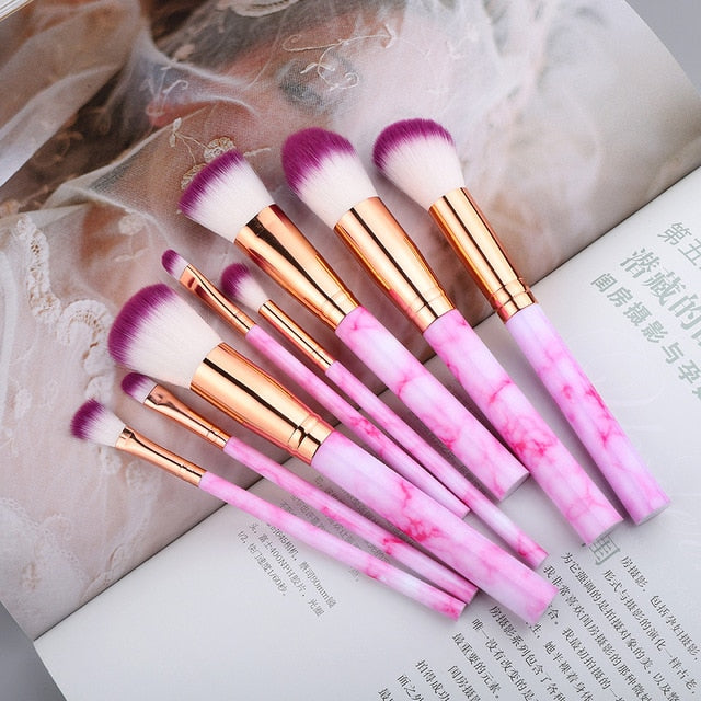 5/8/10/15pcs Marble Makeup Brushes Set Eye Shadow Foundation Powder Edge Control Brush Make Up Brush Maquiagem Cosmetic Beauty