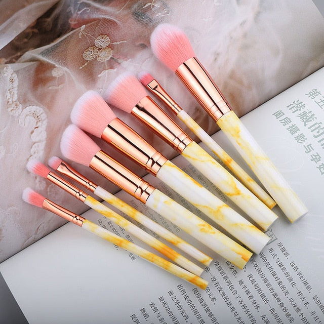 5/8/10/15pcs Marble Makeup Brushes Set Eye Shadow Foundation Powder Edge Control Brush Make Up Brush Maquiagem Cosmetic Beauty