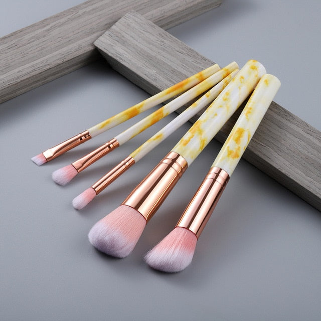 5/8/10/15pcs Marble Makeup Brushes Set Eye Shadow Foundation Powder Edge Control Brush Make Up Brush Maquiagem Cosmetic Beauty