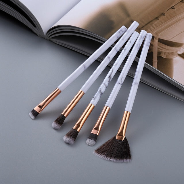 5/8/10/15pcs Marble Makeup Brushes Set Eye Shadow Foundation Powder Edge Control Brush Make Up Brush Maquiagem Cosmetic Beauty