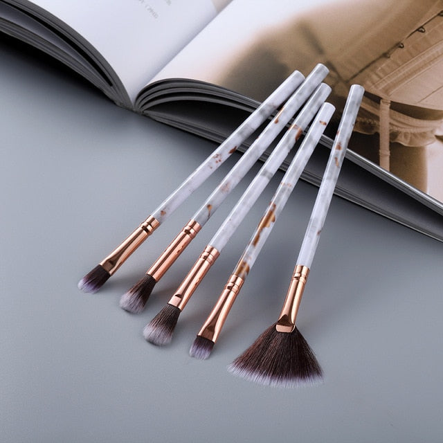 5/8/10/15pcs Marble Makeup Brushes Set Eye Shadow Foundation Powder Edge Control Brush Make Up Brush Maquiagem Cosmetic Beauty