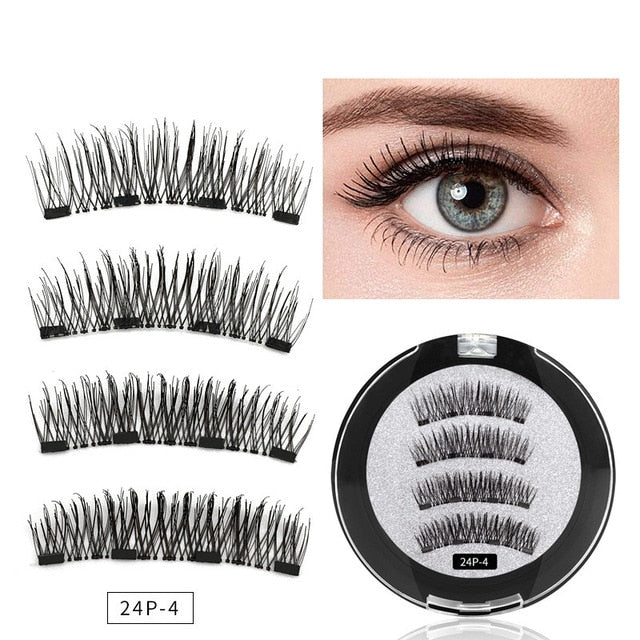 3D magnetic eyelashes With 3/4 Magnets handmade makeup Mink eyelashes extended false eyelashes Reusable false eyelashes Dropship