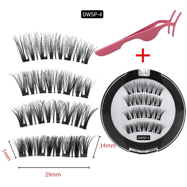 3D magnetic eyelashes With 3/4 Magnets handmade makeup Mink eyelashes extended false eyelashes Reusable false eyelashes Dropship