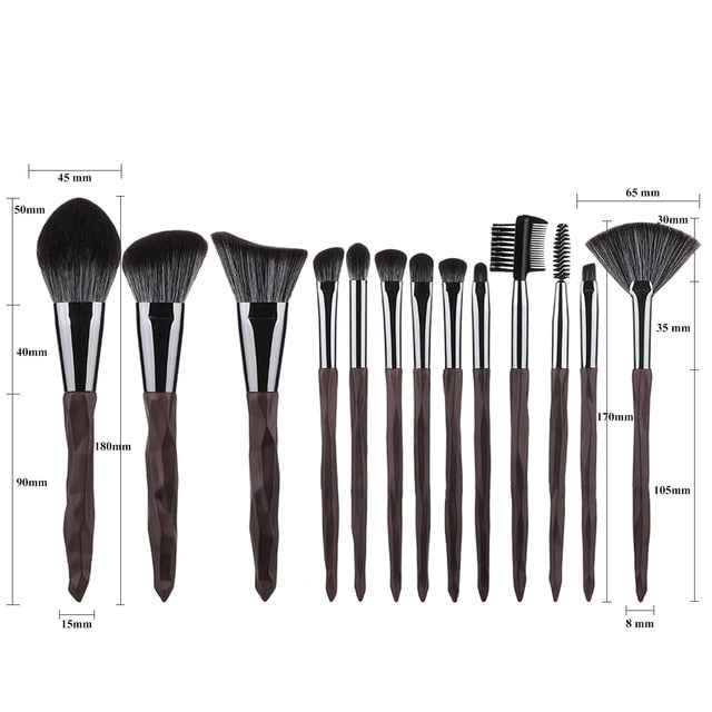 FLD 10Pcs Crystal Makeup Brushes Set Powder Foundation Fan Brush Eye Shadow Eyebrow Professional Blush Makeup Brush Tools